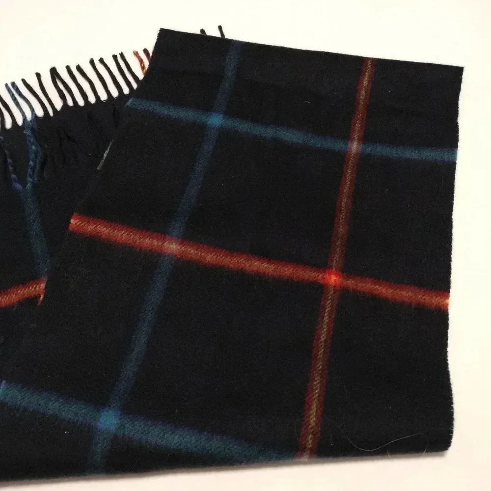 Vintage Parisian 100% Cashmere Plaid Tassel Multifunctional Scarf 486